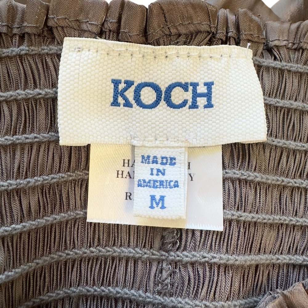 Koch Erica Metallic Charcoal Smocked Waist Ruffle Pleated Flowy Shorts Size M - Picture 6 of 7